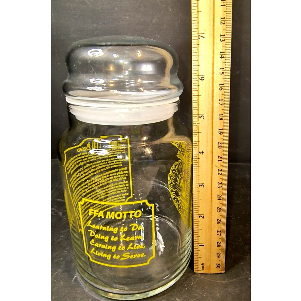 2019. Vintage 70s FFA Glass Storage Apothecary Jar Lidded Sealed Libbey Glass - Picture 4 of 7